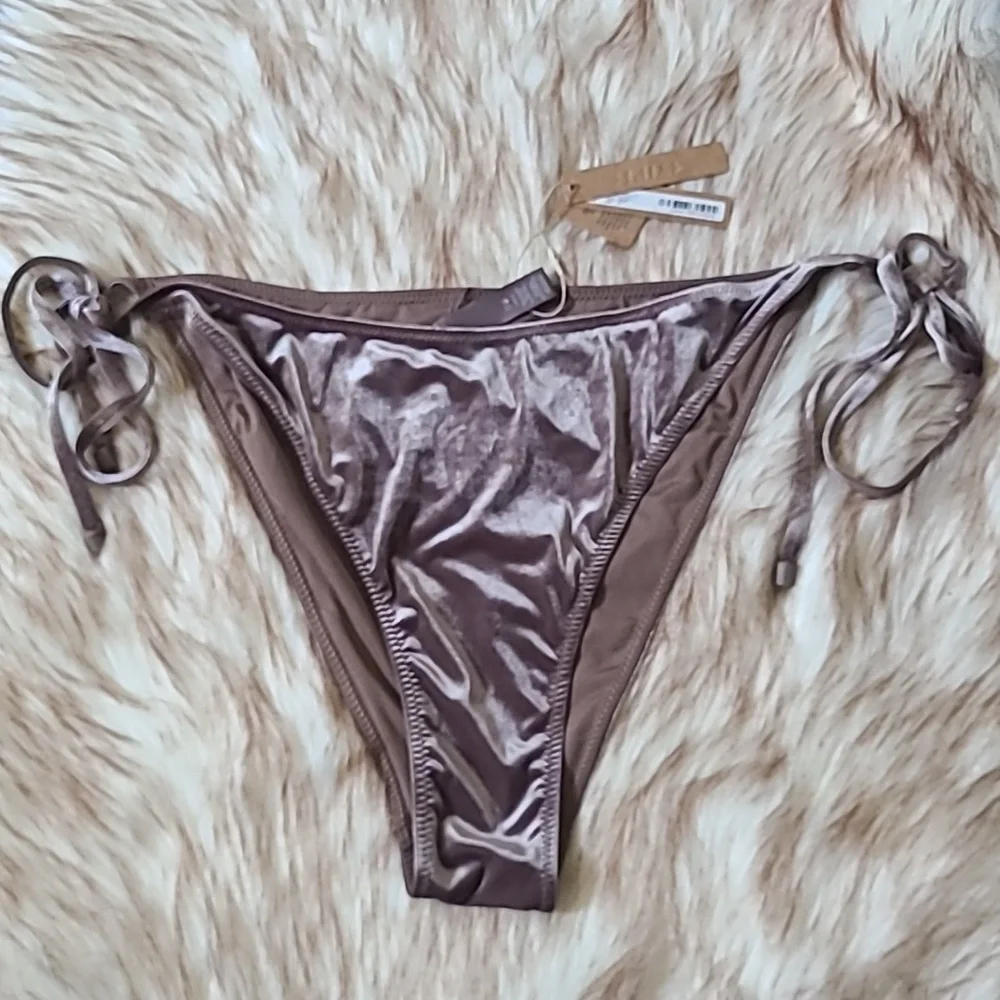 NWT SKIMS Textured Bikini Story Tie Bottom Size 3X Umber